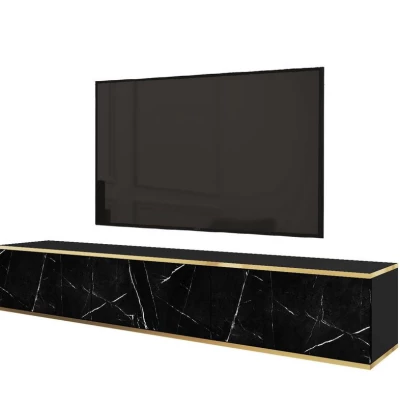 REFUGIO TV-Ständer - 175 cm, schwarzer Marmor / schwarz