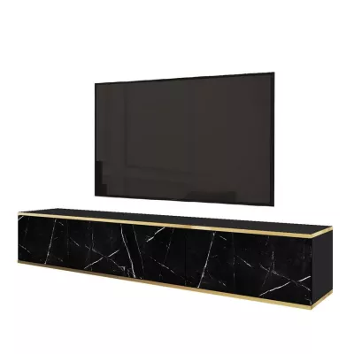 REFUGIO TV-Ständer - 175 cm, schwarzer Marmor / schwarz
