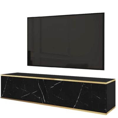 REFUGIO TV-Ständer - 135 cm, schwarzer Marmor / schwarz