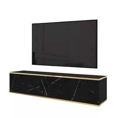 REFUGIO TV-Ständer - 135 cm, schwarzer Marmor / schwarz