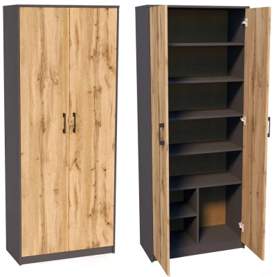 Regalgarderobe 74 LUBA - Graphit / Wotaneiche