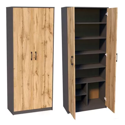 Regalgarderobe 74 LUBA - Graphit / Wotaneiche