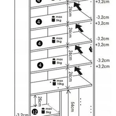 Regalgarderobe 74 LUBA - Graphit / Wotaneiche