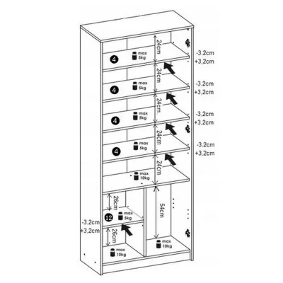Regalgarderobe 74 LUBA - Graphit / Wotaneiche