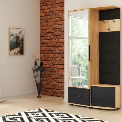 Flurwand mit Polsterpaneelen AVA - links