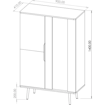 Glasvitrine POLEN - Kapitänsdeck / Schwarzgraphit