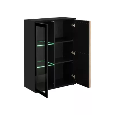 Vitrine mit Glastüren ADIA - schwarz / hickory jackson