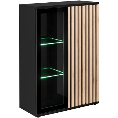 Vitrine mit Glastüren ADIA - schwarz / hickory jackson