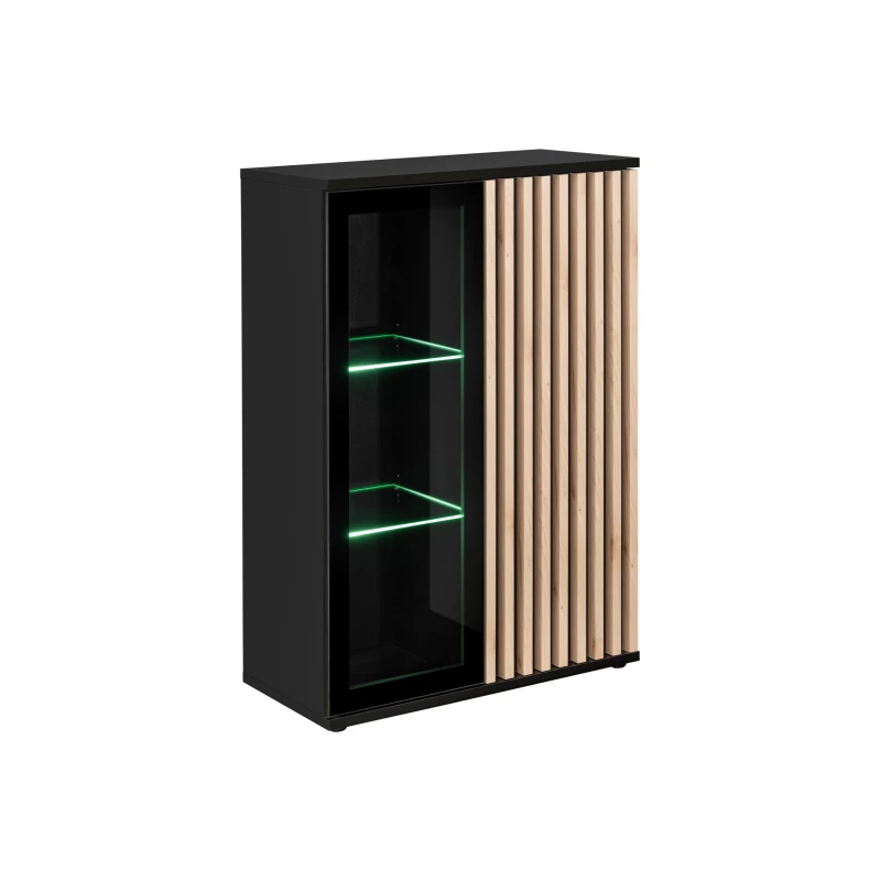Vitrine mit Glastüren ADIA - schwarz / hickory jackson