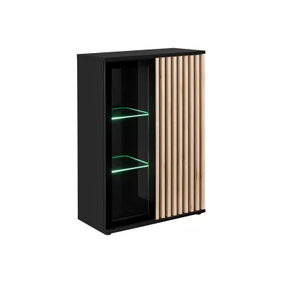 Vitrine mit Glastüren ADIA - schwarz / hickory jackson