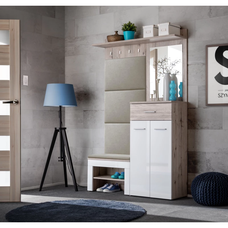 Flurwand TELA 7 - Wellington Eiche / Weiß / Beige