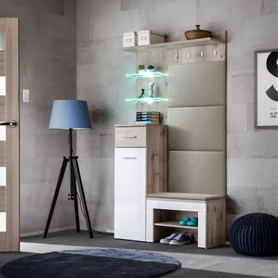 Flurwand TELA 6 – Wellington-Eiche / Weiß / Beige