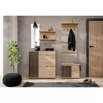 Flurwand FLORENCIA 4 mit Sitzkissen - Hickory Jackson / Schwarz
