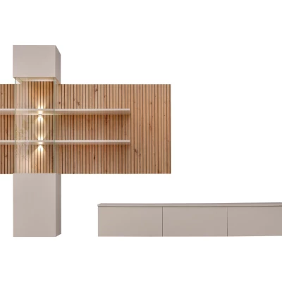 Wohnzimmer-Set KAMI – Kaschmir / Eiche (handwerklich verarbeitet)