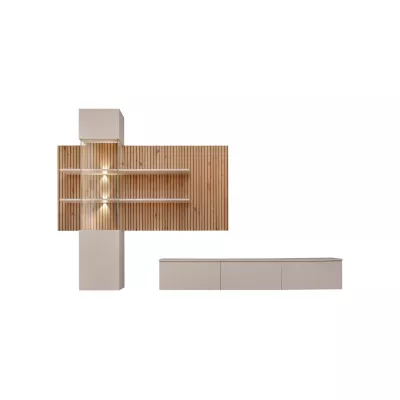 Wohnzimmer-Set KAMI – Kaschmir / Eiche (handwerklich verarbeitet)