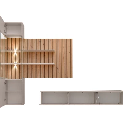 Wohnzimmer-Set KAMI – Kaschmir / Eiche (handwerklich verarbeitet)
