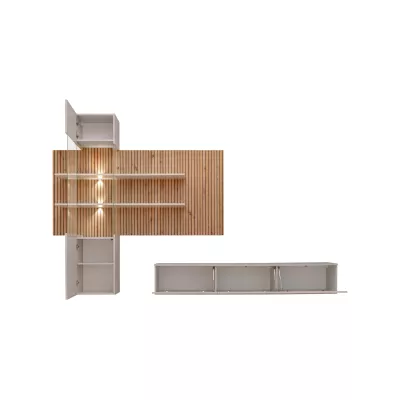 Wohnzimmer-Set KAMI – Kaschmir / Eiche (handwerklich verarbeitet)