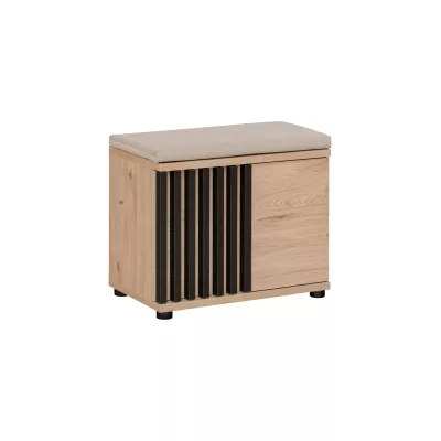 Sitzschuhregal mit Sitz FLORENCIA - Hickory Jackson / Schwarz / Beige