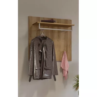 Wandpaneel mit Kleiderbügeln und Ablage LEONOR - Riviera Eiche