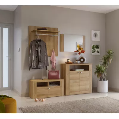 Wandpaneel mit Kleiderbügeln und Ablage LEONOR - Riviera Eiche