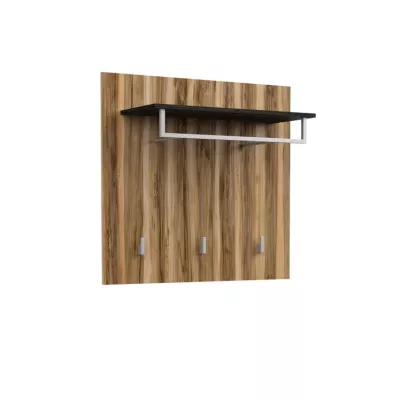 Wandpaneel mit Kleiderbügeln und Ablage LEONOR - Satin Walnuss / Touchwood