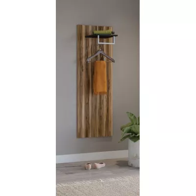 Wandmontiertes hohes Paneel mit Kleiderbügeln und Ablage LEONOR - Satin-Nussbaum / Touchwood