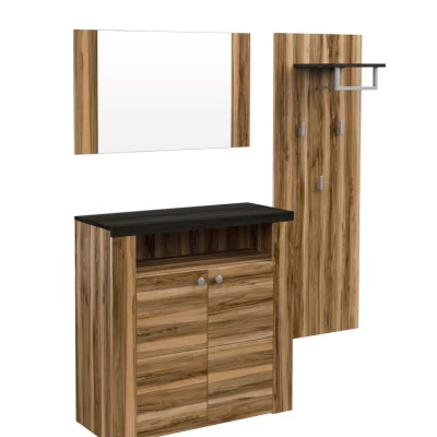 Flurwand mit Spiegel LEONOR 2 - Satin Nussbaum / Touchwood