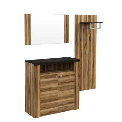 Flurwand mit Spiegel LEONOR 2 - Satin Nussbaum / Touchwood