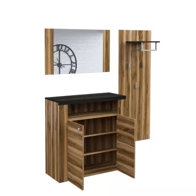 Flurwand mit Spiegel LEONOR 2 - Satin Nussbaum / Touchwood