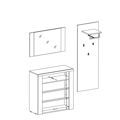 Flurwand mit Spiegel LEONOR 2 - Satin Nussbaum / Touchwood