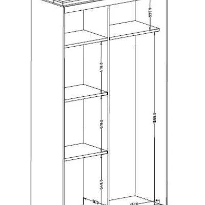 Flurschrank 121 cm DIBOLL - Lefkas Eiche / Abisko Weißesche