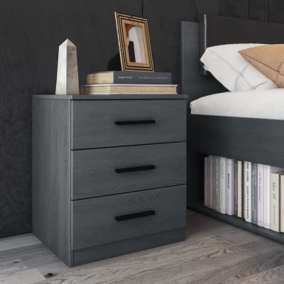 CROSBY Nachttisch mit Schubladen – Carbon-Eiche