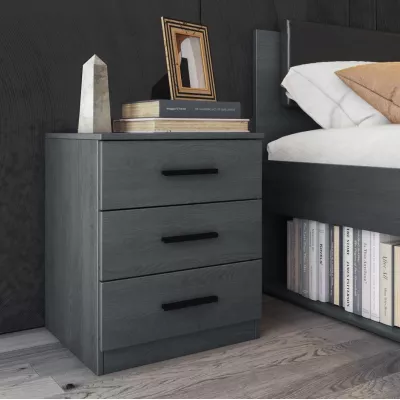 CROSBY Nachttisch mit Schubladen – Carbon-Eiche