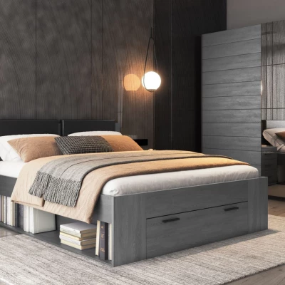 CROSBY Nachttisch mit Schubladen – Carbon-Eiche