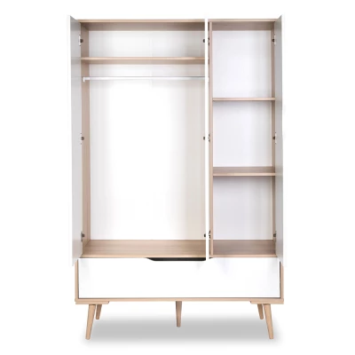 Geräumiger Kleiderschrank 100 BRELA – Buche/Weiß