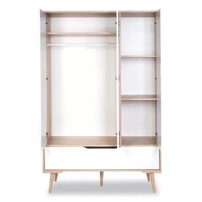 Geräumiger Kleiderschrank 100 BRELA – Buche/Weiß
