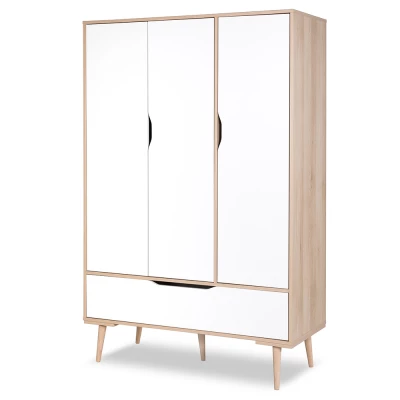 Geräumiger Kleiderschrank 100 BRELA – Buche/Weiß
