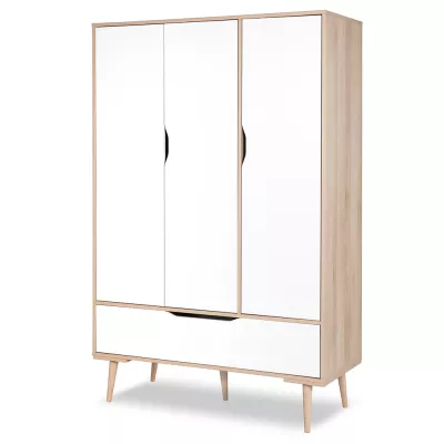 Geräumiger Kleiderschrank 100 BRELA – Buche/Weiß