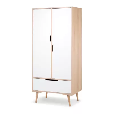Kombinierter Kleiderschrank 80 BRELA – Buche/Weiß
