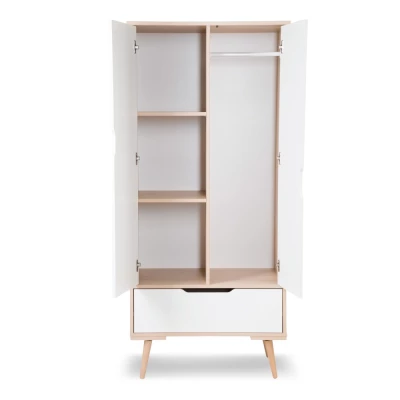 Kombinierter Kleiderschrank 80 BRELA – Buche/Weiß