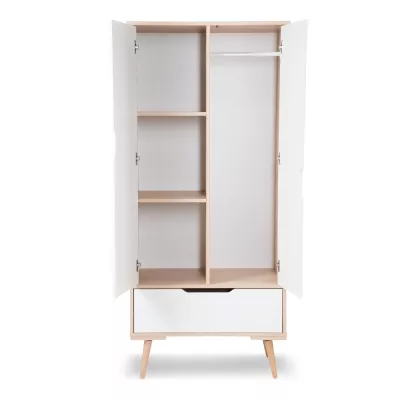 Kombinierter Kleiderschrank 80 BRELA – Buche/Weiß
