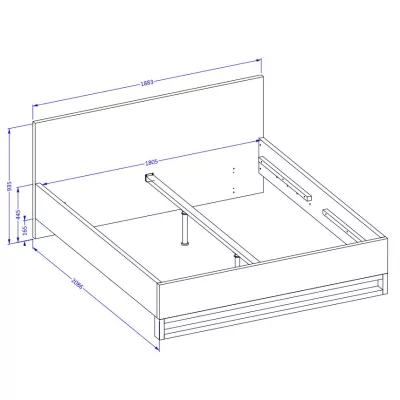 Doppelbett 180x200 BULLARD - Wotan-Eiche