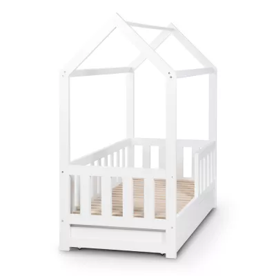 Kinderbett 80x160 LETTY mit Schublade - weiß