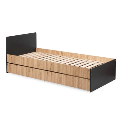 Kinderbett 90x200 AGIRA mit Schublade - Anthrazit/Eiche