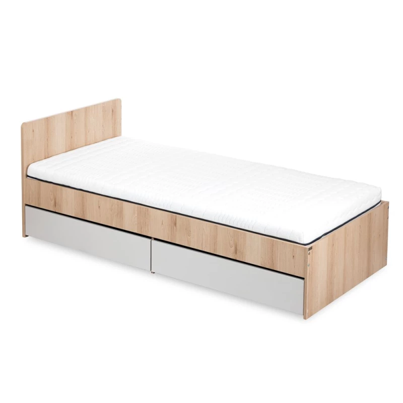Kinderbett 90x200 AGIRA mit Schublade - Buche / Grau