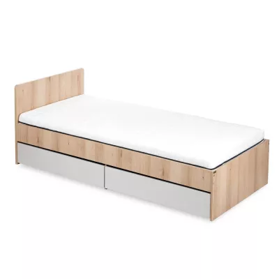 Kinderbett 90x200 AGIRA mit Schublade - Buche / Grau