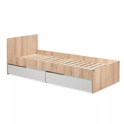 Kinderbett 90x200 AGIRA mit Schublade - Buche / Grau