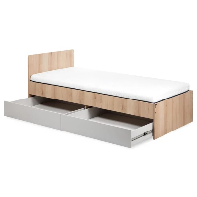 Kinderbett 90x200 AGIRA mit Schublade - Buche / Grau