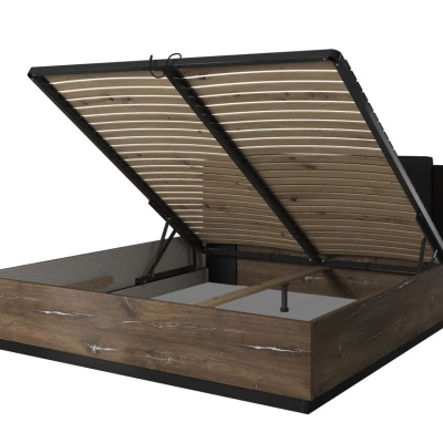 Doppelbett 180x200 mit Stauraum LJUBA - Flagstaff Oak