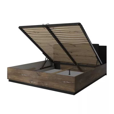 Doppelbett 180x200 mit Stauraum LJUBA - Flagstaff Oak